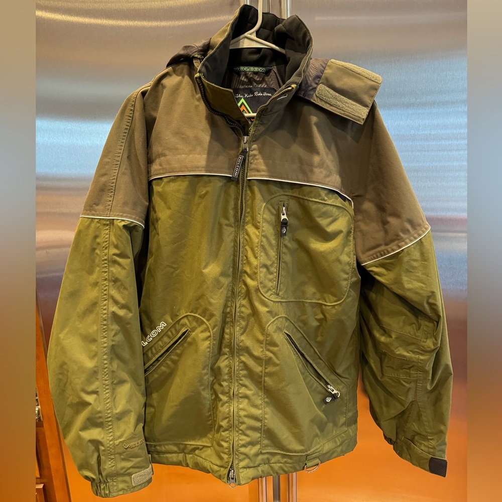 Volcom Snowboarding Jacket V-Line Science Army Gr… - image 1